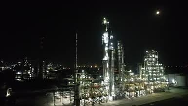 无人机航拍工厂夜景灯光中景视频的预览图